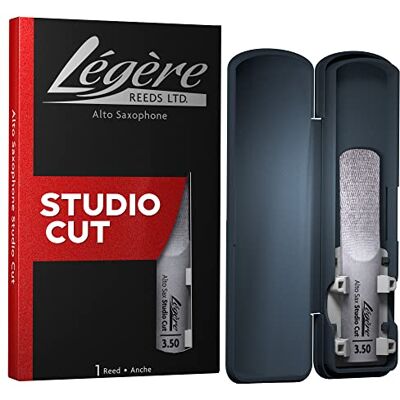 Legere Légère Reeds Alto Saxófono Reed, Studio Cut, Dureza 3.50 (0) Cañas Sintéticas Premium para Viento-Madera Legere Légère Reeds Alto Saxófono Reed, Studio Cut, Dureza 3.50 (0) Cañas Sintéticas Premium para Viento-Madera