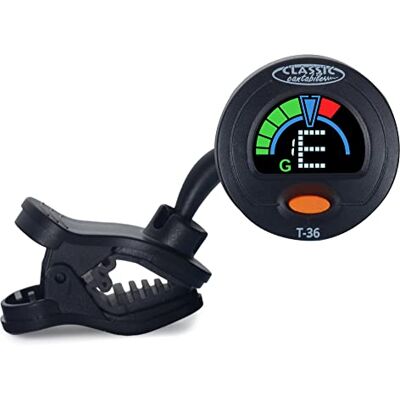 Classic Cantabile T-36 Mini-Multi-Color Clip Tuner, Pantalla cuatro colores Afinador cromático de clip, 5 modos (Cromático, Guitarra, Bajo, Ukelele y Violín), Precisión de medición: ±0, Dimensiones: 6 Classic Cantabile T-36 Mini-Multi-Color Clip Tuner, Pantalla cuatro colores Afinador cromático de clip, 5 modos (Cromático, Guitarra, Bajo, Ukelele y Violín), Precisión de medición: ±0, Dimensiones: 6