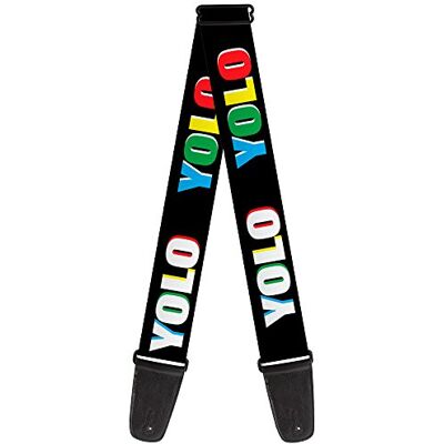 Buckle-Down YOLO Correa para guitarra con hebilla, color negro y multicolor, 5 cm de ancho, 74 cm de longitud Buckle-Down YOLO Correa para guitarra con hebilla, color negro y multicolor, 5 cm de ancho, 74 cm de longitud