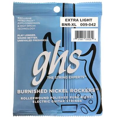 GHS Strings GHS Burnished Níquel Entorchado Redondo Extra Suave GHS: Cuerdas guitarra eléctrica BNR XL GHS Strings GHS Burnished Níquel Entorchado Redondo Extra Suave GHS: Cuerdas guitarra eléctrica BNR XL