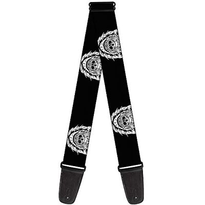 Buckle-Down Correa para guitarra – Calavera nativa americana, color negro/blanco, 5 cm de ancho – 74 cm de longitud Buckle-Down Correa para guitarra – Calavera nativa americana, color negro/blanco, 5 cm de ancho – 74 cm de longitud