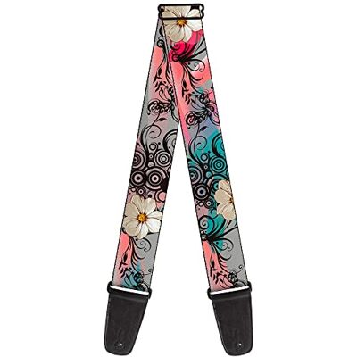 Buckle-Down Correa de guitarra con hebilla de flores rosa filigrana de 2 pulgadas de ancho () Buckle-Down Correa de guitarra con hebilla de flores rosa filigrana de 2 pulgadas de ancho ()