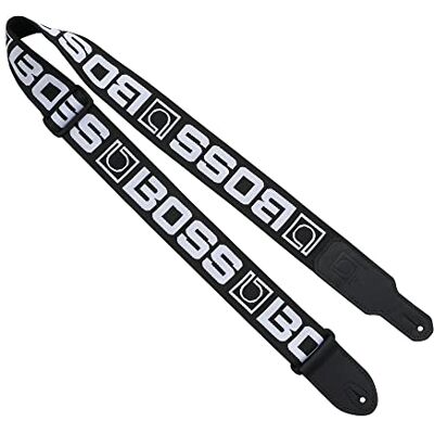 Boss Excelentes correas de instrumento en negro con logotipo blanco Con monograma de Comodidad y resistencia gracias al poliéster de cinco centímetros de anchura Boss Excelentes correas de instrumento en negro con logotipo blanco Con monograma de Comodidad y resistencia gracias al poliéster de cinco centímetros de anchura