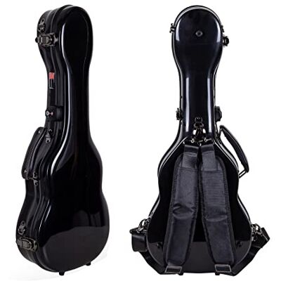 Crossrock Funda rígida para ukelele de concierto (fibra de vidrio, acolchado grueso, 4 cerraduras), color negro Crossrock Funda rígida para ukelele de concierto (fibra de vidrio, acolchado grueso, 4 cerraduras), color negro