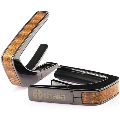 Thalia Cejilla negra con acabado cromado con incrustaciones de sapele Thalia Cejilla negra con acabado cromado con incrustaciones de sapele