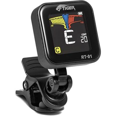 Tiger Afinador cromático recargable con clip, afinación precisa y precisa para guitarra eléctrica, acústica, bajo, ukelele, banjo y violín con carga USB-C y pantalla de alto contraste Tiger Afinador cromático recargable con clip, afinación precisa y precisa para guitarra eléctrica, acústica, bajo, ukelele, banjo y violín con carga USB-C y pantalla de alto contraste