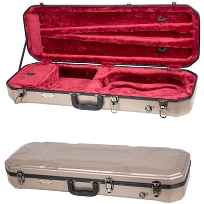 Crossrock Funda rectangular para violín 4/4 de tamaño completo, incluye compartimento interior, 2 soportes para arco, bloqueo de seguridad y correas desmontables, color champán () Crossrock Funda rectangular para violín 4/4 de tamaño completo, incluye compartimento interior, 2 soportes para arco, bloqueo de seguridad y correas desmontables, color champán ()