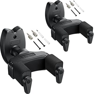 Donner Paquete de 2 colgadores de pared para guitarra con bloqueo automático para guitarra eléctrica acústica, bajo y mandolina, negro Donner Paquete de 2 colgadores de pared para guitarra con bloqueo automático para guitarra eléctrica acústica, bajo y mandolina, negro