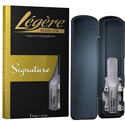 Legere Légère Reeds Soprano Saxófono Reed, Signature, Dureza 2.50 (SSG2.50) Cañas Sintéticas Premium para Viento-Madera Legere Légère Reeds Soprano Saxófono Reed, Signature, Dureza 2.50 (SSG2.50) Cañas Sintéticas Premium para Viento-Madera