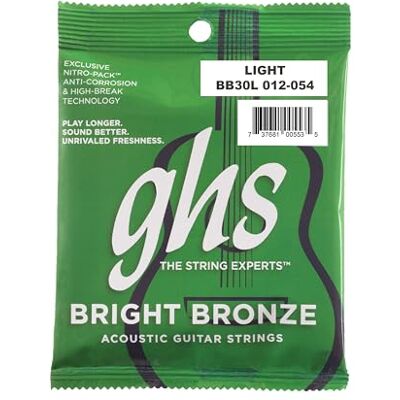 GHS Strings GHS BB30L 12-54 Luz Brillante Bronce Acoustic Guitar Set Cuerda GHS Strings GHS BB30L 12-54 Luz Brillante Bronce Acoustic Guitar Set Cuerda