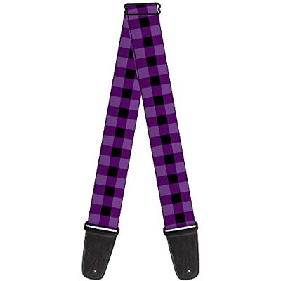 Buckle-Down Correa para guitarra – Buffalo Plaid negro/morado – 2" de ancho – 29-54" de longitud Buckle-Down Correa para guitarra – Buffalo Plaid negro/morado – 2" de ancho – 29-54" de longitud