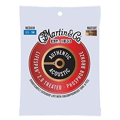 Martin Cuerdas para guitarra acústica, Lifespan 2.0 Medium 13-56, 98/2 Fósforo Bronce (MA550T) Martin Cuerdas para guitarra acústica, Lifespan 2.0 Medium 13-56, 98/2 Fósforo Bronce (MA550T)