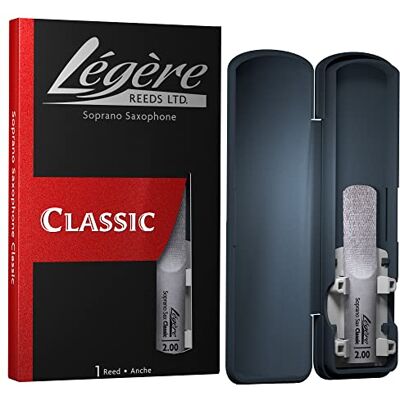 Legere Légère Reeds Soprano Saxófono Reed, Classic, Dureza 2.00 (0) Cañas Sintéticas Premium para Viento-Madera Legere Légère Reeds Soprano Saxófono Reed, Classic, Dureza 2.00 (0) Cañas Sintéticas Premium para Viento-Madera