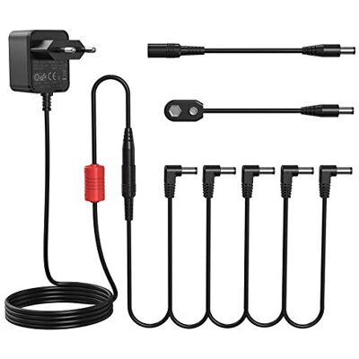Donner Adaptador de fuente de alimentación para pedal de efectos de guitarra, salida 9V DC, con cable de conexión en cadena de 5 vías(DPA-100) Donner Adaptador de fuente de alimentación para pedal de efectos de guitarra, salida 9V DC, con cable de conexión en cadena de 5 vías(DPA-100)