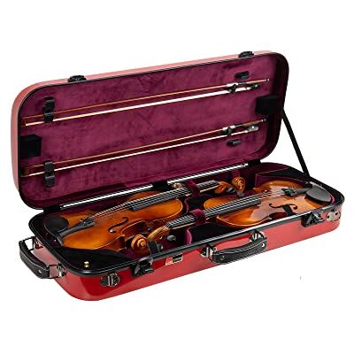 Crossrock Estuche Doble de Fibra de Vidrio para violín para Dos tamaños 4/4, Acabado Rojo Brillante, Cerradura TSA, Interior de Terciopelo Rojo, Funda de Viaje Fuerte y Elegante con Correas para el Crossrock Estuche Doble de Fibra de Vidrio para violín para Dos tamaños 4/4, Acabado Rojo Brillante, Cerradura TSA, Interior de Terciopelo Rojo, Funda de Viaje Fuerte y Elegante con Correas para el