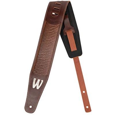 Warwick Masterbuilt Correa de piel para bajo (grabado en relieve), color marrón y plateado Warwick Masterbuilt Correa de piel para bajo (grabado en relieve), color marrón y plateado