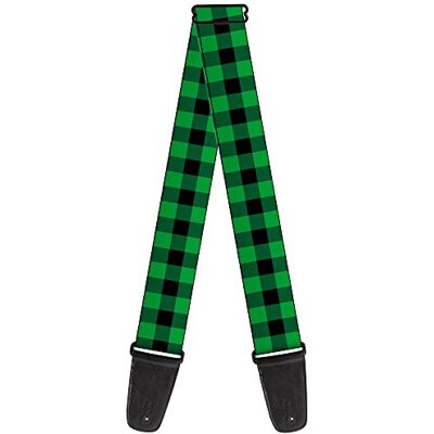 Buckle-Down Correa para guitarra – Buffalo Plaid negro/verde neón – 2" de ancho – 29-54" de longitud Buckle-Down Correa para guitarra – Buffalo Plaid negro/verde neón – 2" de ancho – 29-54" de longitud