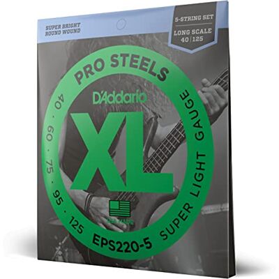D'Addario Cuerdas Bajo XL ProSteels , 40-125, 5-String D'Addario Cuerdas Bajo XL ProSteels , 40-125, 5-String
