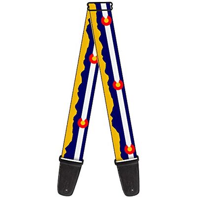 Buckle-Down GS-W35504 Colorado Correa para guitarra, Colorado Flag/Mountain Silhouette Yellow Buckle-Down GS-W35504 Colorado Correa para guitarra, Colorado Flag/Mountain Silhouette Yellow