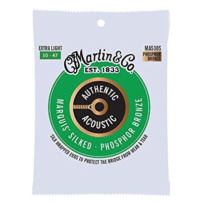 Martin Cuerdas para guitarra acústica, Marquis Silked Custom Extra Light 10/47, 98/2 Bronce fosforoso (MA530S) Martin Cuerdas para guitarra acústica, Marquis Silked Custom Extra Light 10/47, 98/2 Bronce fosforoso (MA530S)
