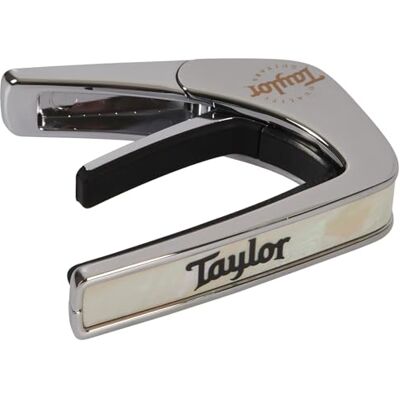 Thalia Taylor by Cejilla con acabado cromado, nácar blanco con logotipo de Taylor negro Thalia Taylor by Cejilla con acabado cromado, nácar blanco con logotipo de Taylor negro