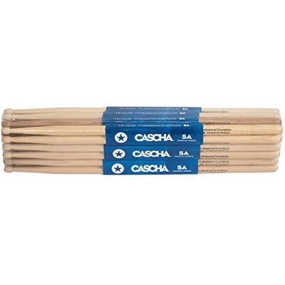 Cascha American Hickory Baquetas profesionales 5A, 12 pares, 24 piezas Cascha American Hickory Baquetas profesionales 5A, 12 pares, 24 piezas