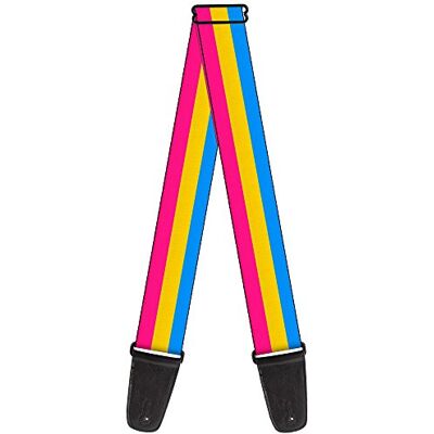 Buckle-Down correa para guitarra, Flag Pansexual Pink/Yellow/Blue Buckle-Down correa para guitarra, Flag Pansexual Pink/Yellow/Blue