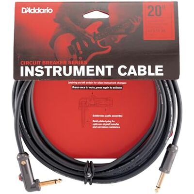 Waves D'Addario Guitar Cable Guitar Lead Circuit Breaker Cable Latching Cut-Off Switch to Mute When Changing Instrument 20 Feet/7.62 Meters Straight Ends/Right Angle 1 Pack Waves D'Addario Guitar Cable Guitar Lead Circuit Breaker Cable Latching Cut-Off Switch to Mute When Changing Instrument 20 Feet/7.62 Meters Straight Ends/Right Angle 1 Pack