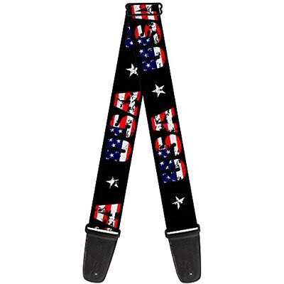 Buckle-Down correa para guitarra, USA w/Star Black/US Flags Buckle-Down correa para guitarra, USA w/Star Black/US Flags