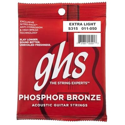 GHS Strings GHS 11-50 Extra Light Bronce fosforado Acoustic Set Cuerda GHS Strings GHS 11-50 Extra Light Bronce fosforado Acoustic Set Cuerda