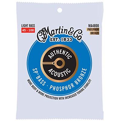 Martin Cuerdas para guitarra acústica bajo, Superior Performance Light Bass 45-100, bronce fosforoso 92/8 (MA4800) Martin Cuerdas para guitarra acústica bajo, Superior Performance Light Bass 45-100, bronce fosforoso 92/8 (MA4800)