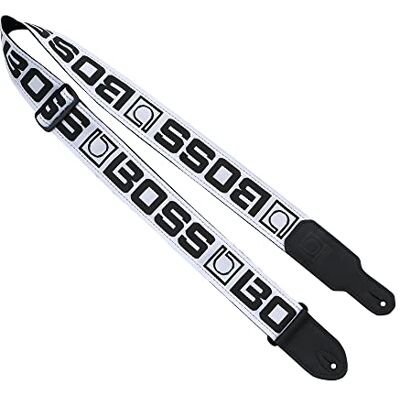 Boss Excelentes correas de instrumento en blanco con logotipo negro Con monograma de Comodidad y resistencia gracias al poliéster de cinco centímetros de anchura Boss Excelentes correas de instrumento en blanco con logotipo negro Con monograma de Comodidad y resistencia gracias al poliéster de cinco centímetros de anchura