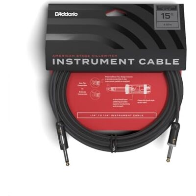 Waves D'Addario Guitar Cable With Kill Switch Geo Tip for Secure Connection 1/4 Inch Male to 1/4 Inch Male 15 Feet/4.57 Meters Straight Ends 1 Pack Waves D'Addario Guitar Cable With Kill Switch Geo Tip for Secure Connection 1/4 Inch Male to 1/4 Inch Male 15 Feet/4.57 Meters Straight Ends 1 Pack