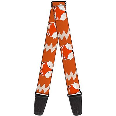Buckle-Down Correa para guitarra con cara de zorro y cola naranja natural de 5 cm de ancho () Buckle-Down Correa para guitarra con cara de zorro y cola naranja natural de 5 cm de ancho ()