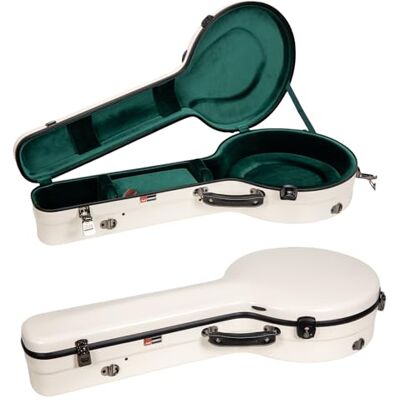 Crossrock Funda de Fibra de Vidrio para Banjo Tenor de 4 Cuerdas, Acabado Blanco lechoso, Cierre TSA, Correas de Mochila, higrómetro, Almacenamiento Interno, Estilo resonador () Crossrock Funda de Fibra de Vidrio para Banjo Tenor de 4 Cuerdas, Acabado Blanco lechoso, Cierre TSA, Correas de Mochila, higrómetro, Almacenamiento Interno, Estilo resonador ()