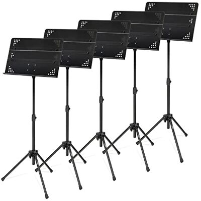 Classic Cantabile OSS-01 Atril Orquestal Desmontable Set de 5, Color: negro 5 atriles orquestales con bandeja de tres partes, Bandeja desmontable para un tamaño compacto de transporte, Peso: aprox. 2 Classic Cantabile OSS-01 Atril Orquestal Desmontable Set de 5, Color: negro 5 atriles orquestales con bandeja de tres partes, Bandeja desmontable para un tamaño compacto de transporte, Peso: aprox. 2