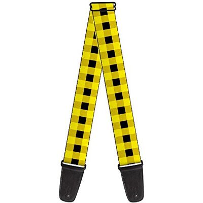 Buckle-Down Correa para guitarra – Buffalo Plaid negro/amarillo neón – 2" de ancho – 29-54" de longitud Buckle-Down Correa para guitarra – Buffalo Plaid negro/amarillo neón – 2" de ancho – 29-54" de longitud