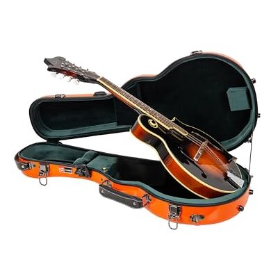 Crossrock Funda para mandolina de fibra de vidrio, se adapta tanto a estilos A como F, correas acolchadas, compartimento para accesorios, acolchado fijo y extraíble, incluye cerradura TSA naranja Crossrock Funda para mandolina de fibra de vidrio, se adapta tanto a estilos A como F, correas acolchadas, compartimento para accesorios, acolchado fijo y extraíble, incluye cerradura TSA naranja