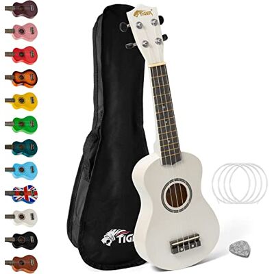 Tiger UKE7 Ukelele soprano para principiantes incluye funda, púa de fieltro, juego de cuerdas de repuesto. Nuevo de este 2020, ahora equipado con cuerdas Aquila,Blanco Tiger UKE7 Ukelele soprano para principiantes incluye funda, púa de fieltro, juego de cuerdas de repuesto. Nuevo de este 2020, ahora equipado con cuerdas Aquila,Blanco