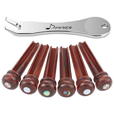Donner Puente de Guitarra, Clavijas Puente Hueso Cocobolo para Guitarra Acústica Pasadores de Hueso Puente Pins con Incrustación de Puntos de Abulón (6 Unidades) Donner Puente de Guitarra, Clavijas Puente Hueso Cocobolo para Guitarra Acústica Pasadores de Hueso Puente Pins con Incrustación de Puntos de Abulón (6 Unidades)