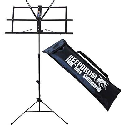 keepdrum MUS2 BK soporte de hoja de música en negro fácil de montar con bolsa keepdrum MUS2 BK soporte de hoja de música en negro fácil de montar con bolsa