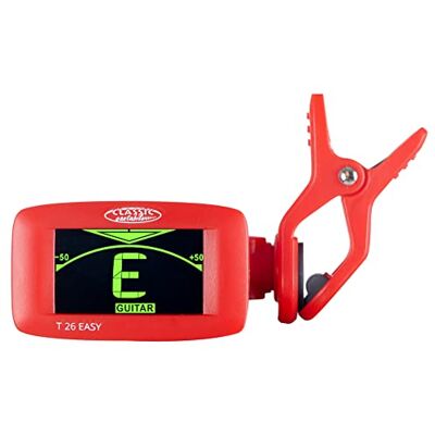 Classic Cantabile T-26 EASY Clip-Tuner Afinador, 3 modos (Cromático Afinador cromático para sujetar, Guitarra y Bajo), Cabezal giratorio 360°, Detección de tono mediante sensor de vibración Classic Cantabile T-26 EASY Clip-Tuner Afinador, 3 modos (Cromático Afinador cromático para sujetar, Guitarra y Bajo), Cabezal giratorio 360°, Detección de tono mediante sensor de vibración