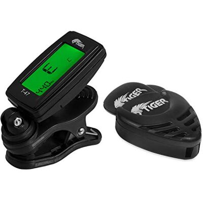 Tiger T-47 Sintonizador Cromático Soporte para Púas y 12 Púas, Paquete de Accesorios para Guitarra Acústica y Eléctrica Tiger T-47 Sintonizador Cromático Soporte para Púas y 12 Púas, Paquete de Accesorios para Guitarra Acústica y Eléctrica