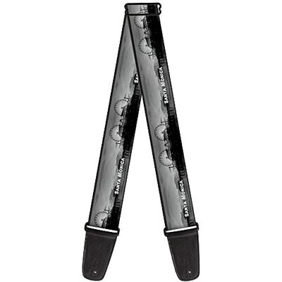 Buckle-Down Correa para guitarra con hebilla – Vivid SANTA MONICA Pier Skyline gris/blanco – 2" de ancho – 29-54" de longitud Buckle-Down Correa para guitarra con hebilla – Vivid SANTA MONICA Pier Skyline gris/blanco – 2" de ancho – 29-54" de longitud
