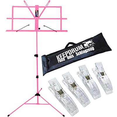 keepdrum MUS2 PK Atril para niños en color rosa + bolsa + 4 pinzas de clip keepdrum MUS2 PK Atril para niños en color rosa + bolsa + 4 pinzas de clip