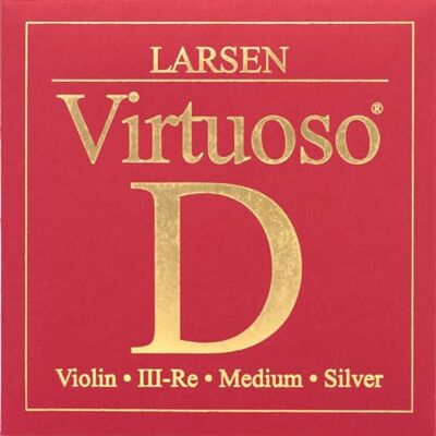 LARSEN STRINGS Cuerdas para violín Virtuoso D Plata Cuerda individual Nylon multifilamento Tensión media 4,8 kg / 10,6 lbs LARSEN STRINGS Cuerdas para violín Virtuoso D Plata Cuerda individual Nylon multifilamento Tensión media 4,8 kg / 10,6 lbs