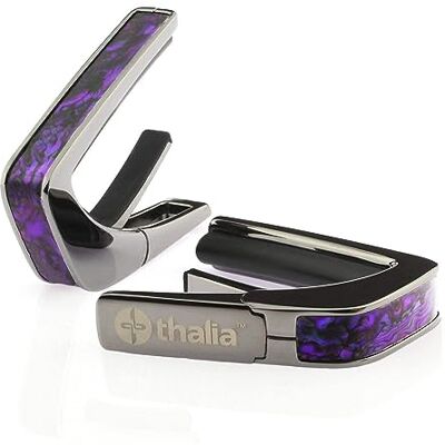 Thalia Cejilla negra con acabado cromado con incrustaciones de paúa morada Thalia Cejilla negra con acabado cromado con incrustaciones de paúa morada