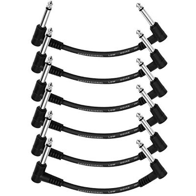 Donner Cables de conexión para la guitarra, cables mono TS sin ruido para los pedales de efectos de las guitarras eléctricas/bajos (color negro, paquete de 6) Donner Cables de conexión para la guitarra, cables mono TS sin ruido para los pedales de efectos de las guitarras eléctricas/bajos (color negro, paquete de 6)