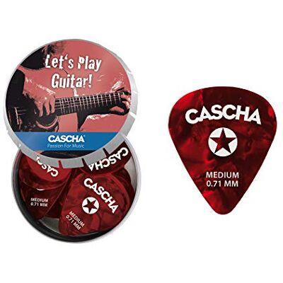 Cascha Juego de púas de guitarra (tamaño mediano, 24 púas de 0,71 mm) Cascha Juego de púas de guitarra (tamaño mediano, 24 púas de 0,71 mm)