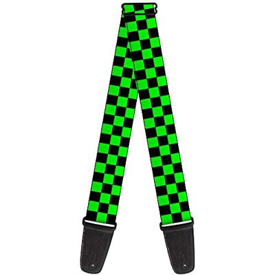 Buckle-Down correa para guitarra, Checker Black/Neon Green Buckle-Down correa para guitarra, Checker Black/Neon Green